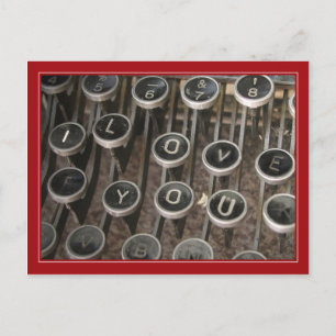Carte Postale Touches de machine à écrire "Je t'aime"