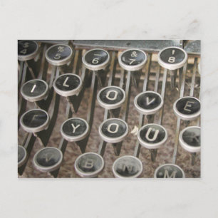 Carte Postale Touches de machine à écrire vintage "Je t'aime"