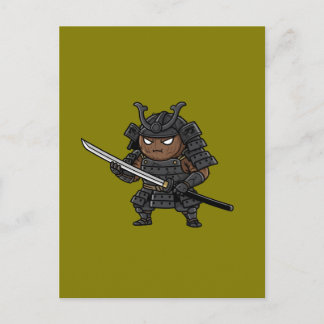 Carte Postale Tough Coconut Samurai Guardian Katana Illustration