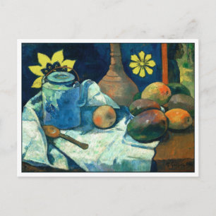 Carte Postale Toujours la vie avec théière et fruits de Gauguin