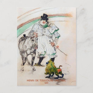Carte Postale Toulouse-Lautrec, Clown de cirque avec Cheval et S