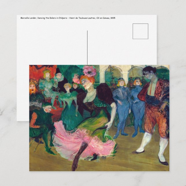 Carte Postale Toulouse-Lautrec - Marcelle Lender, Danse Bolero (Devant / Derrière)
