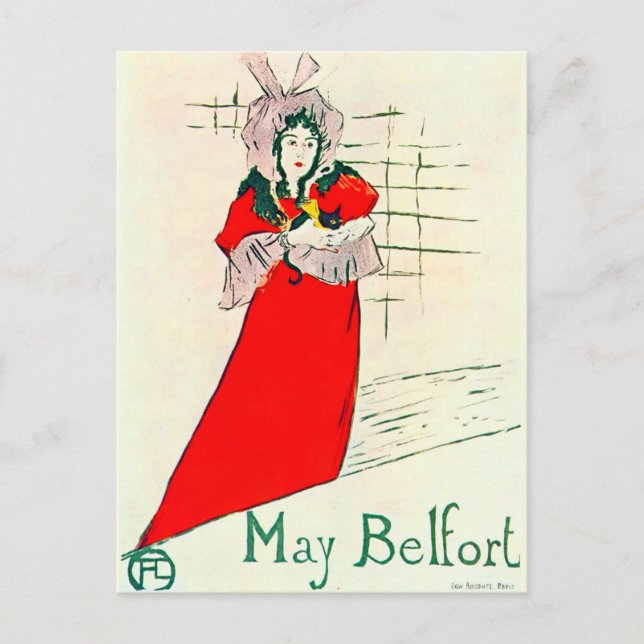Carte Postale Toulouse-Lautrec May Belfort 1895 Poster (Devant)