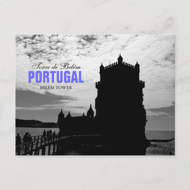 Carte Postale Tour Belem Blanc Noir Silhouette 2 | Torre Belem (Devant)