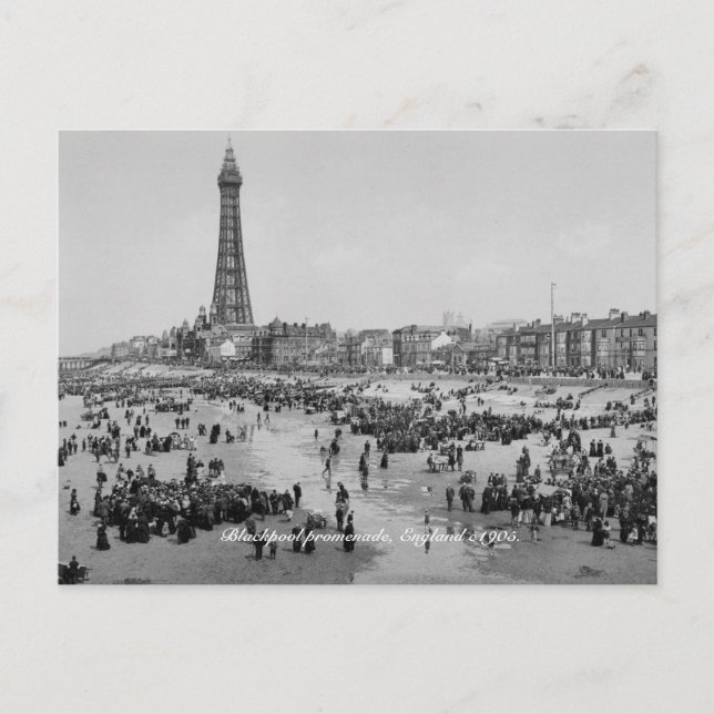 Carte Postale Tour Blackpool & promenade c1905, Angleterre  (Devant)