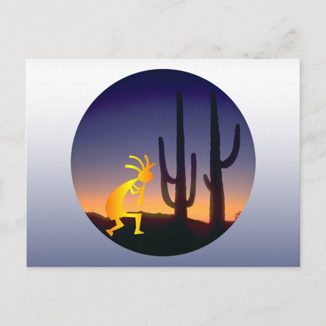 Carte Postale Tour Cactus et Kokopelli (Devant)