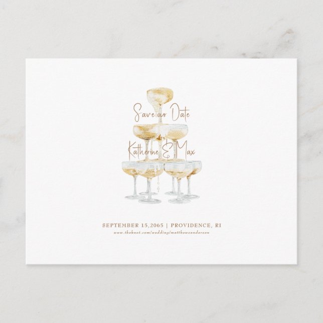 Carte Postale Tour Champagne Save our Date II Texte Doré (Devant)