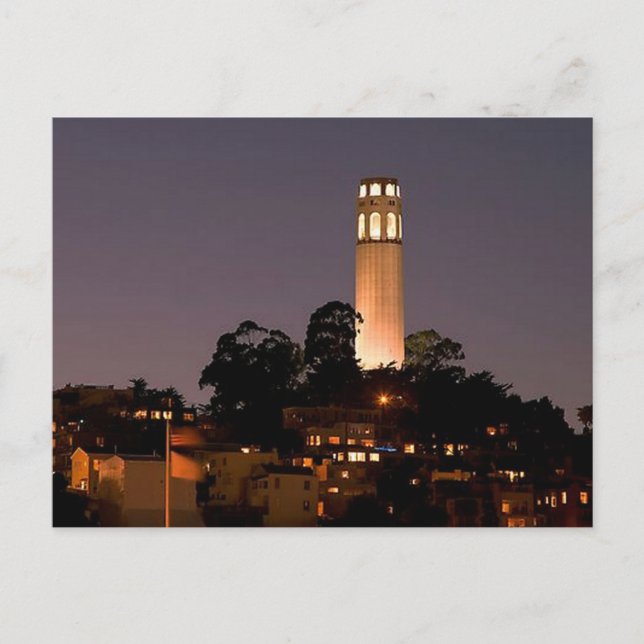 Carte Postale Tour Coit la nuit (Devant)