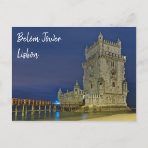 Carte Postale Tour de Belem la nuit à Lisbonne. Portugal