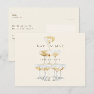 Carte Postale Tour de champagne moderne crème Save the Date de m