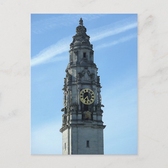 Carte Postale Tour de l'horloge de l'hôtel de ville, Cardiff (Devant)