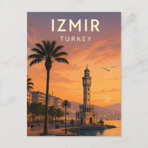 Carte Postale 🌅 Tour de l'horloge d'Izmir Turquie et vues sur l