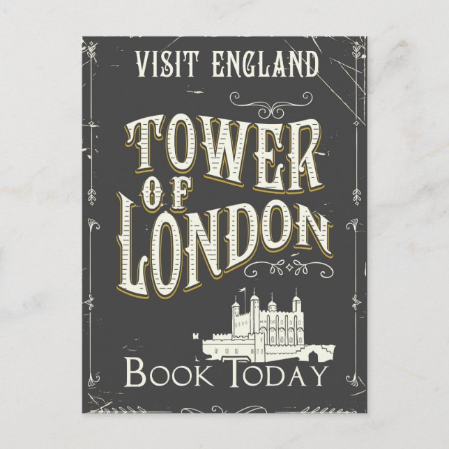 Carte Postale Tour de Londres Angleterre affiche vintage (Devant)
