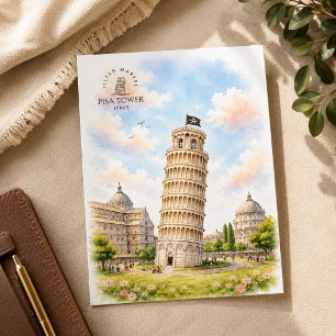 Carte Postale Tour de Pise, Italie Paysage architectural