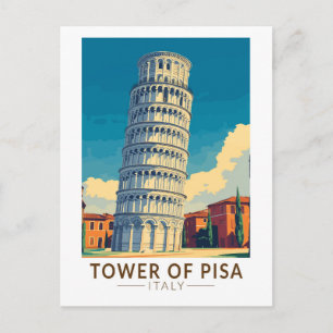 Carte Postale Tour de Pise Italie Voyage Art Vintage