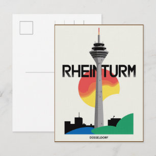 Carte Postale Tour de Rhine Düsseldorf Rheinturm cadeau allemand