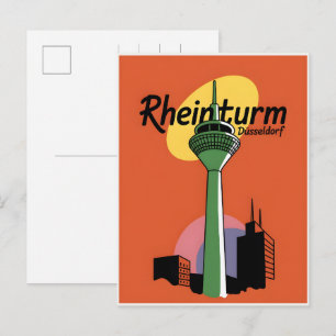 Carte Postale Tour de Rhine Düsseldorf Rheinturm cadeau allemand