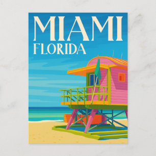 Carte Postale Tour de sauvetage Miami Floride Plage