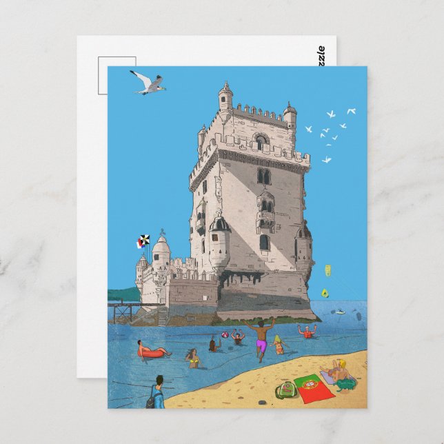 Carte Postale Tour de St. Vincent Lisbonne Portugal Illustration (Devant / Derrière)