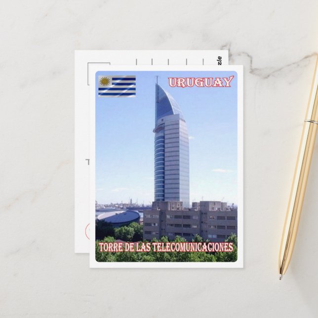 Carte Postale Tour des télécommunications - Uruguay - (Devant/Arrière en situation)