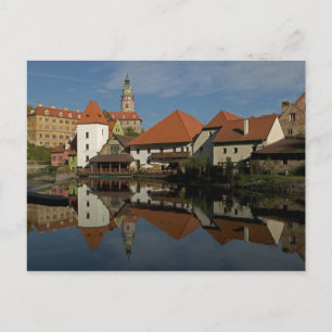 Carte Postale Tour du château, rivière Vltava, Cesky Krumlov,