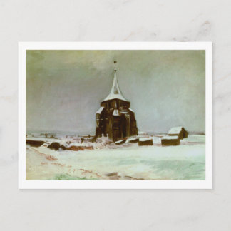 Carte Postale Tour du Vieux Cimetière à Snow, Van Gogh Art