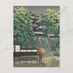 Carte Postale Tour d'Udo, Château de Kumamoto en pluie - Kawase