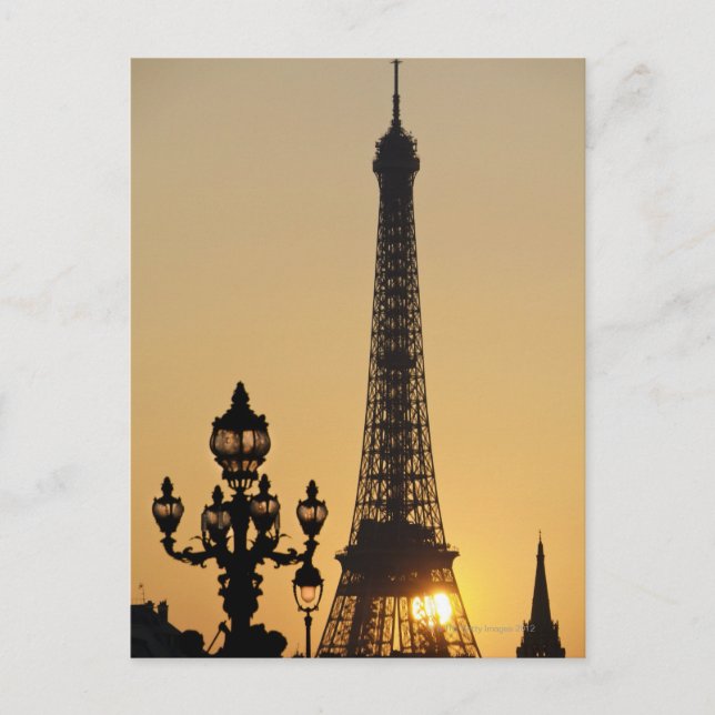 Carte Postale Tour Eiffel au coucher du soleil (Devant)