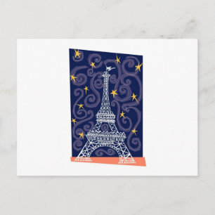 Carte Postale Tour Eiffel avec étoiles et perles