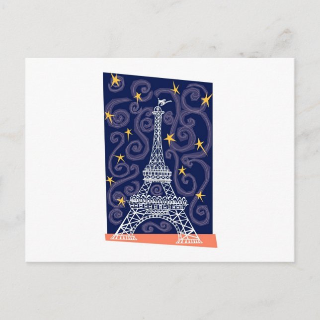 Carte Postale Tour Eiffel avec étoiles et perles (Devant)