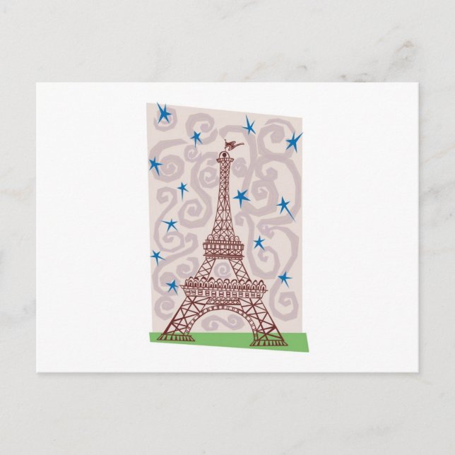 Carte Postale Tour Eiffel avec perles et étoiles