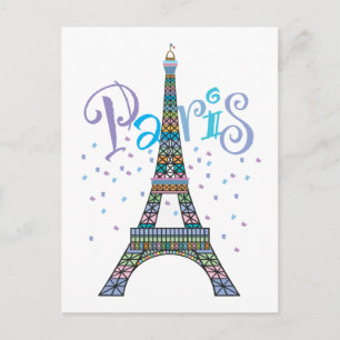 Carte postale Tour Eiffel Confetti