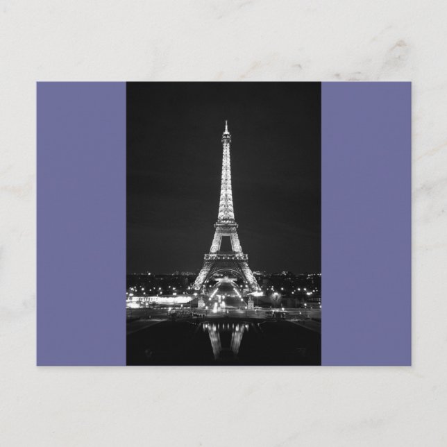 Carte Postale Tour Eiffel de nuit - B/W (Devant)