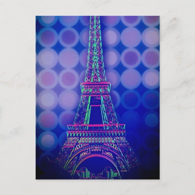 Carte Postale Tour eiffel de paris violet de cercles géométrique (Devant)