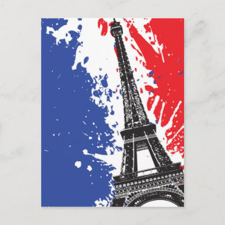 Carte Postale Tour Eiffel | drapeau grunge de Paris, France |