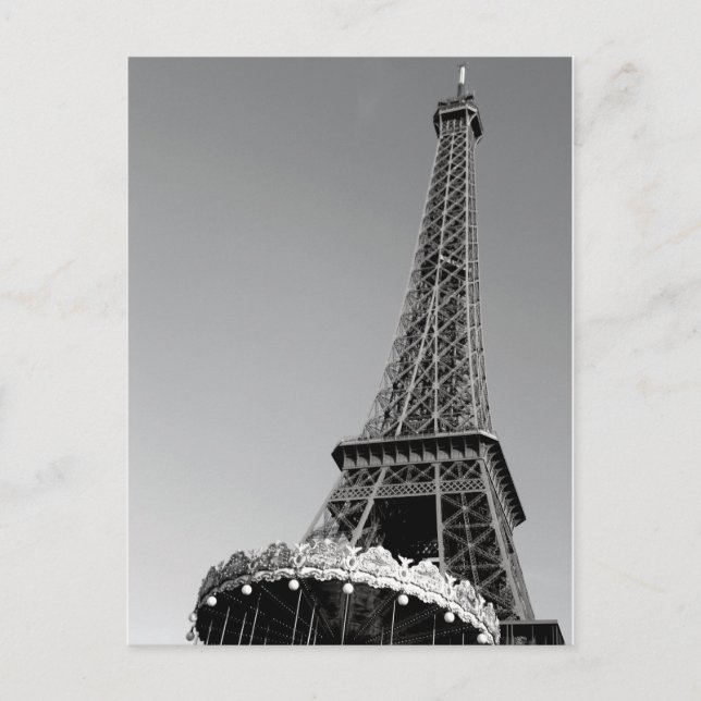 Carte Postale Tour Eiffel en noir et blanc (Devant)