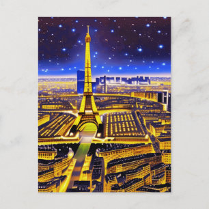 Carte Postale Tour Eiffel et Paris sous les étoiles