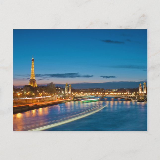 Carte Postale Tour Eiffel et Pont Alexandre III en nuit (Devant)