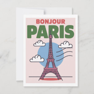 Carte Postale Tour Eiffel Iconique de Paris Minimaliste Ville Fr