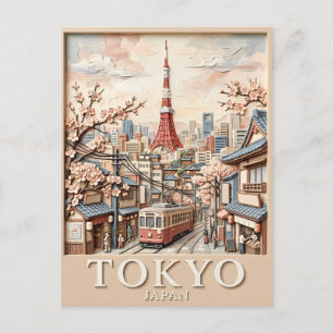 Carte Postale Tour Eiffel Japon Paysage Urbain Tokyo Sakura Voya