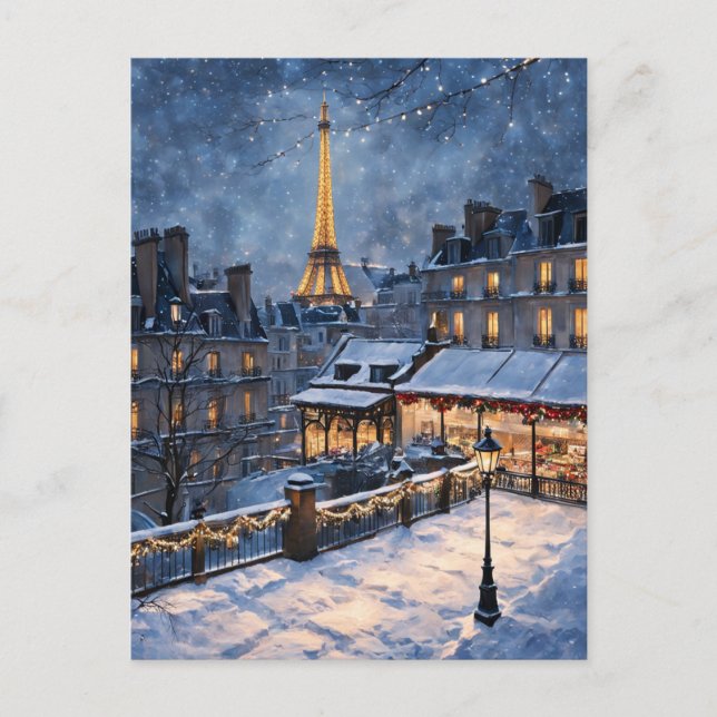 Carte Postale Tour Eiffel La nuit d'hiver (Devant)