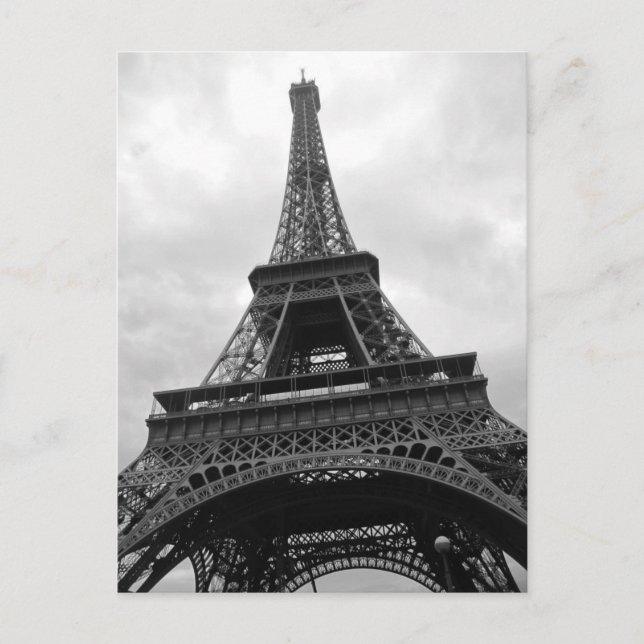 Carte Postale Tour Eiffel Noir & Blanc Paris City Europe (Devant)