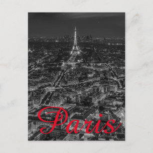 Carte Postale Tour Eiffel Noir Blanc Paris City Voyage Français