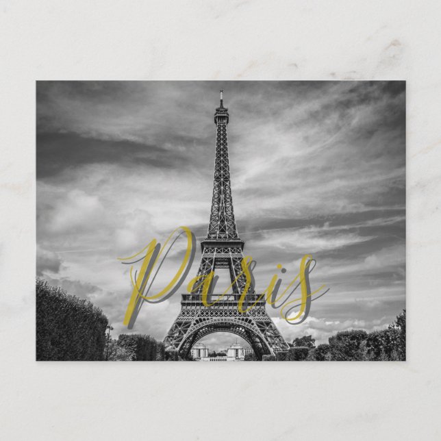 Carte Postale Tour Eiffel Noir & Blanc Paris France (Devant)