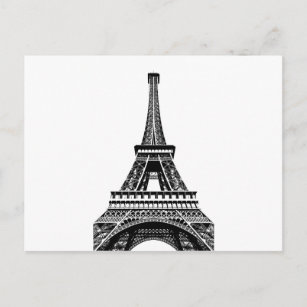 Carte Postale Tour Eiffel noir blanc Paris France Art