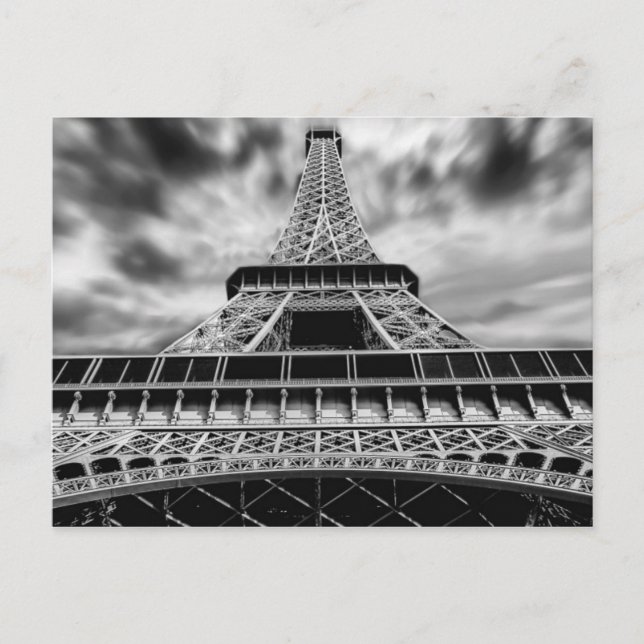 Carte Postale Tour Eiffel noir et blanc Paris Voyage français (Devant)