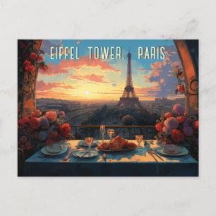 Carte Postale Tour Eiffel Paris City Illustration Art de Voyage