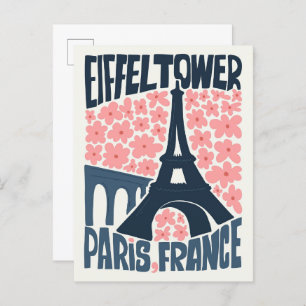 Carte Postale Tour Eiffel Paris France abstrait Voyage floral