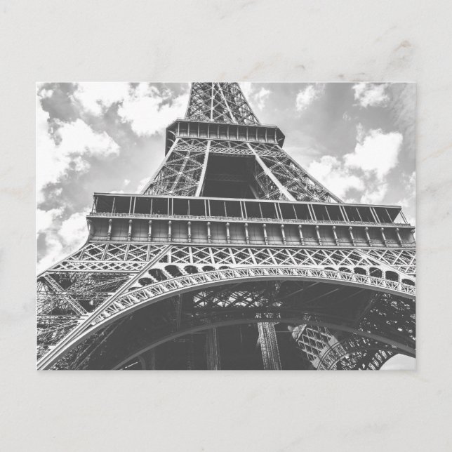 Carte Postale Tour Eiffel, Paris, France en noir et blanc (Devant)