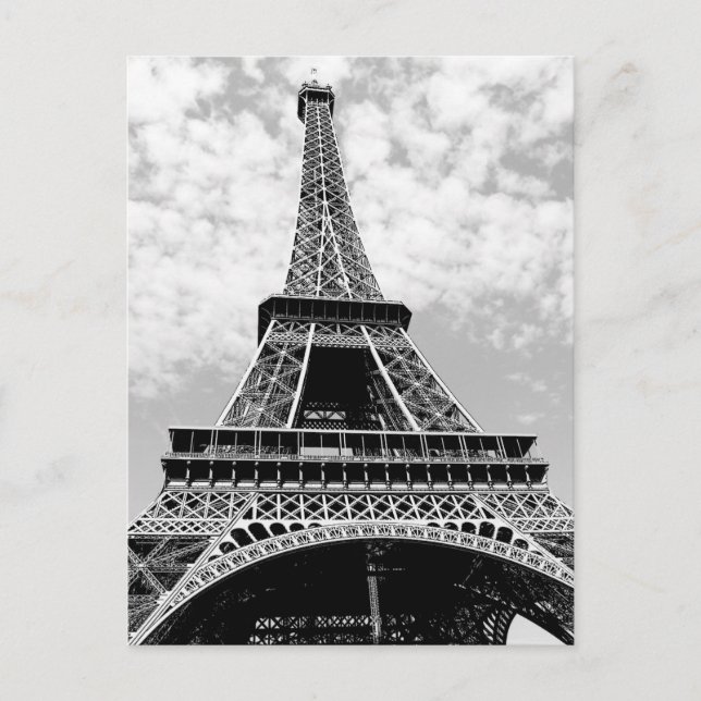 Carte Postale Tour Eiffel Paris noir et blanc (Devant)